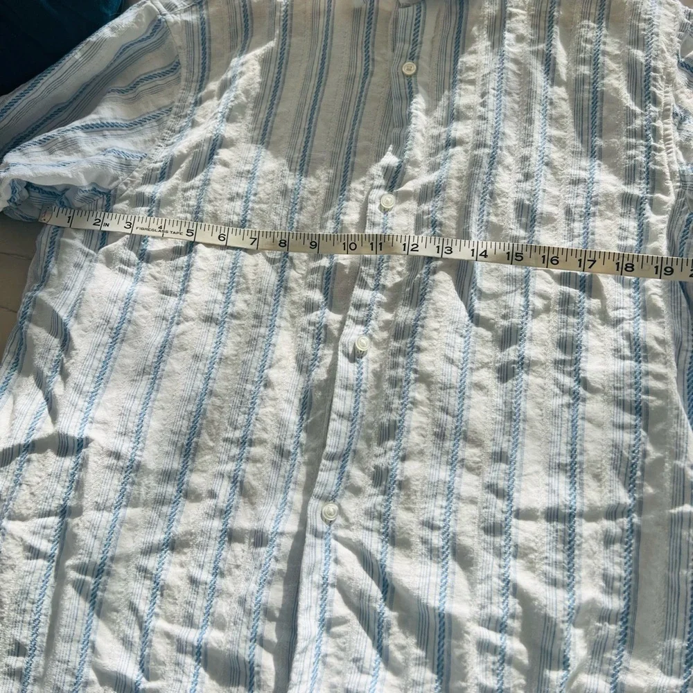 Banana Republic LINEN-COTTON RESORT SHIRT Light Blue / White